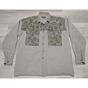 Vintage Kaufmann Long Sleeve Shirt Veldfocus Safari Button Up Men's Sz XL Green